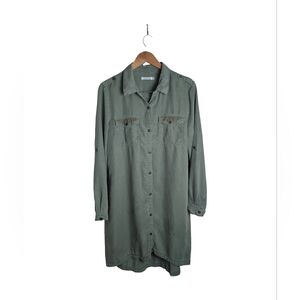 Kenneth Cole Reaction Tencel Green Utility Shirt Dress, Women's Large